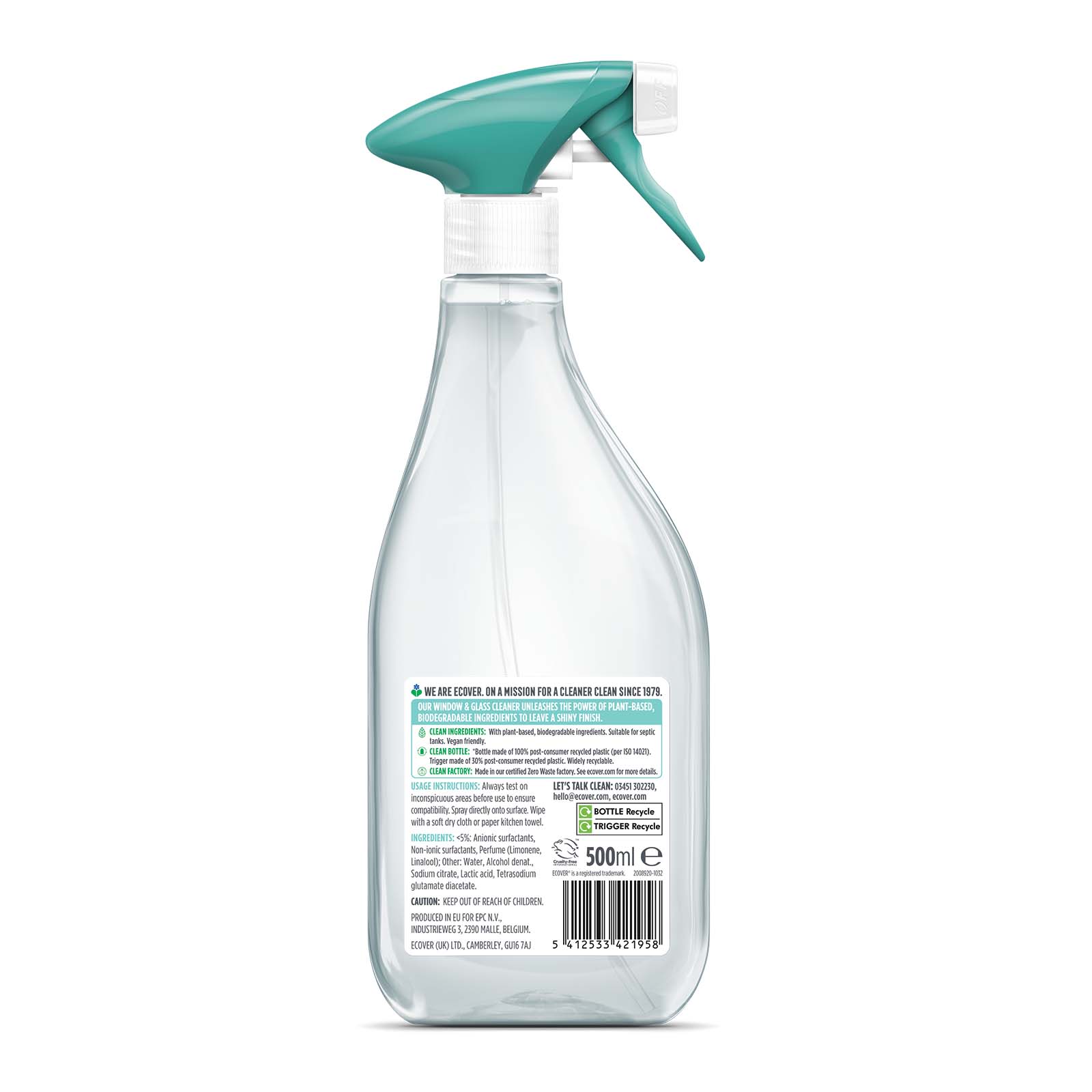 ECOVER čistič na okna a skleněné povrchy 500ml